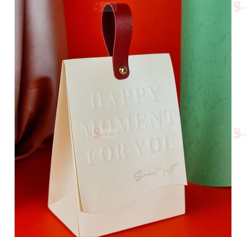 Satyam Kraft SATYAM KRAFT 10 Pcs Decorative Folding Favor Paper Gift Boxes With Handle Sturdy Elegant Packaging for Chocolates Dryfruits Small Gifts Easy to Assemble For Wedding Valentine Birthday Off White - Image 5