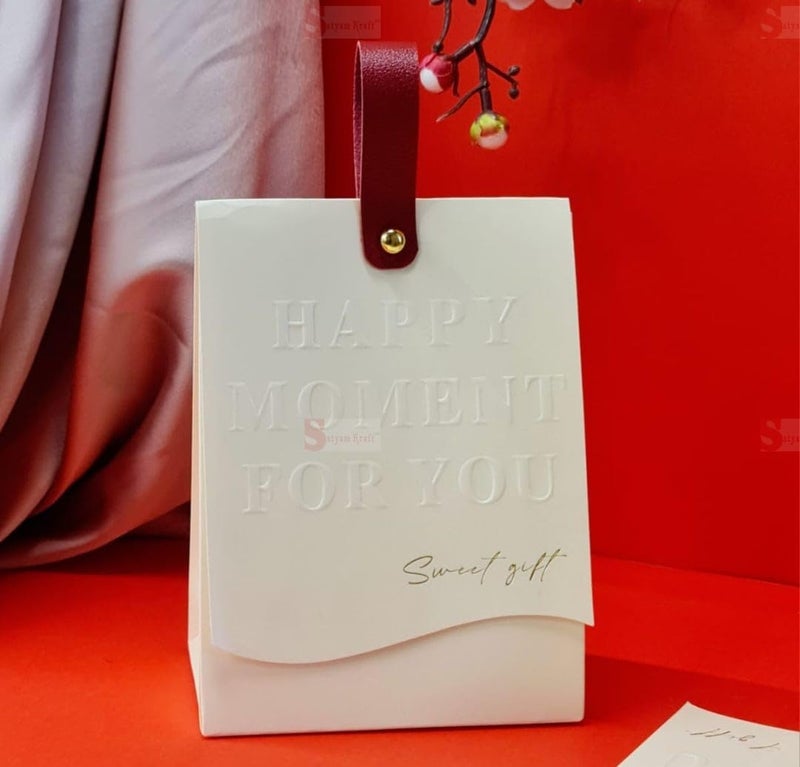 Satyam Kraft SATYAM KRAFT 10 Pcs Decorative Folding Favor Paper Gift Boxes With Handle Sturdy Elegant Packaging for Chocolates Dryfruits Small Gifts Easy to Assemble For Wedding Valentine Birthday Off White - Image 3