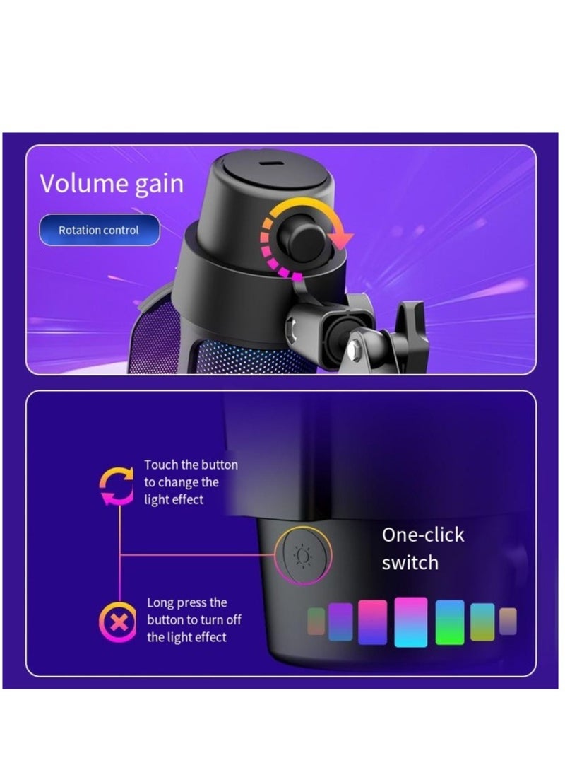 Furtey - Gaming PC USB Microphone Podcast Condenser Mic with Boom Arm Pop Filter Mute Button for Streaming Twitch Online Chat RGB Computer Mic for PS4/5 PC Gamer Youtuber - Image 1