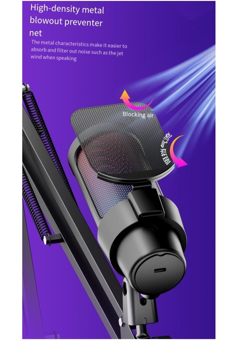 Furtey - Gaming PC USB Microphone Podcast Condenser Mic with Boom Arm Pop Filter Mute Button for Streaming Twitch Online Chat RGB Computer Mic for PS4/5 PC Gamer Youtuber - Image 1