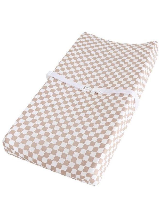 LifeTree Muslin Changing Pad Cover For Baby Girls Boys Bamboo Cotton Comfort Neutral Diaper Change Table Pad Covers Soft Boho Changing Pad Sheets Checkered 16"X32"  - Image 2