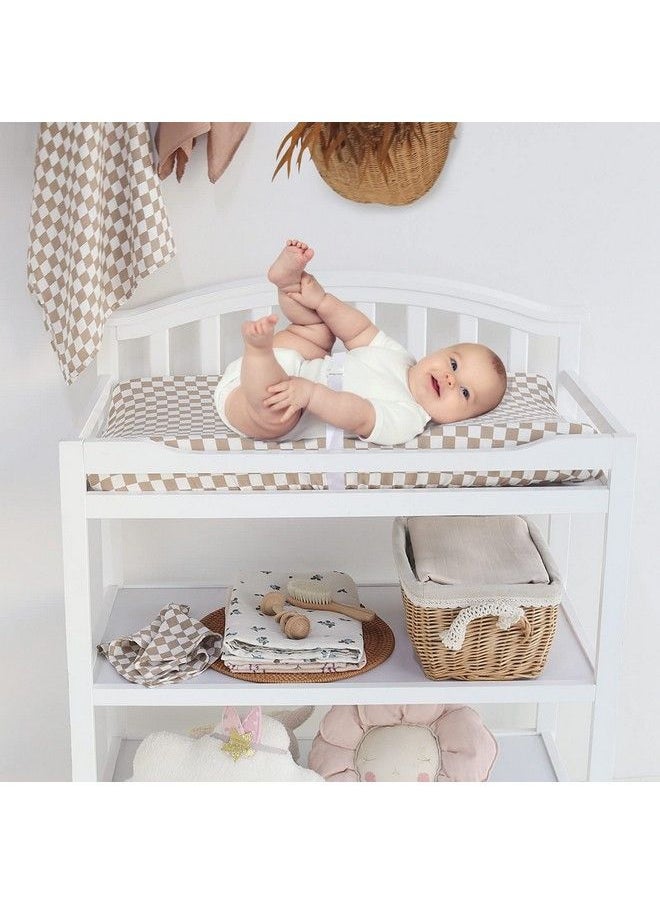 LifeTree Muslin Changing Pad Cover For Baby Girls Boys Bamboo Cotton Comfort Neutral Diaper Change Table Pad Covers Soft Boho Changing Pad Sheets Checkered 16"X32"  - Image 4