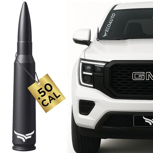 EcoAuto 50 Cal Badass Bullet Antenna® Fits Chevy Silverado & GMC Sierra Truck Accessories — Short Replacement Antenna for Trucks — Chevy Silverado 1500 Accessories — Ditch The Whip & Upgrade Your Truck - Image 1