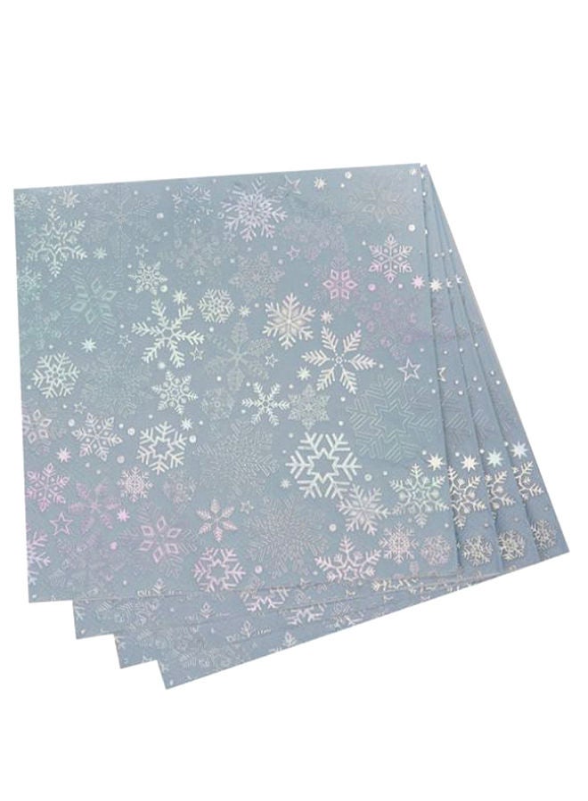 NIBEMINENT Pack Of 16 Iridescent Snowflake Napkin