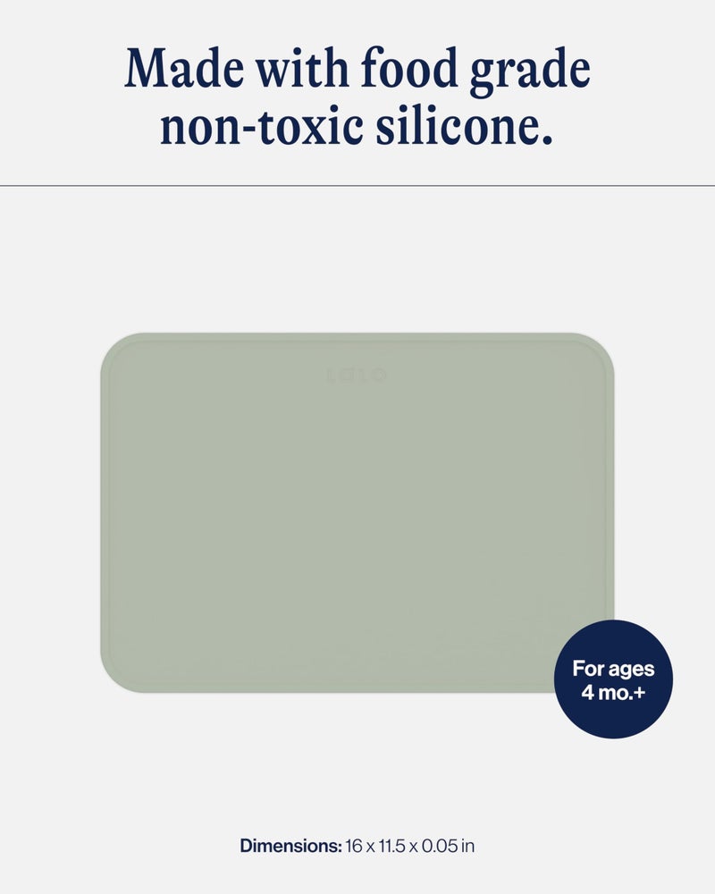 Lalo Silicone Placemat for Toddlers & Babies - Non-Slip Kids Placemat for Restaurants & Dining Tables - Non-Toxic & BPA Free Safe - for Ages of 4 Months and Up - Sage - Image 3