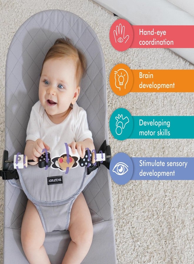 iGRATENS Baby Bjorn Bouncer Toy Bar, Toy for Baby Bouncer Soft & Bliss, Easy to Attach and Remove, Child-Friendly Materials, Exciting Design for Curious Babies, Black and White Flowers - Image 2
