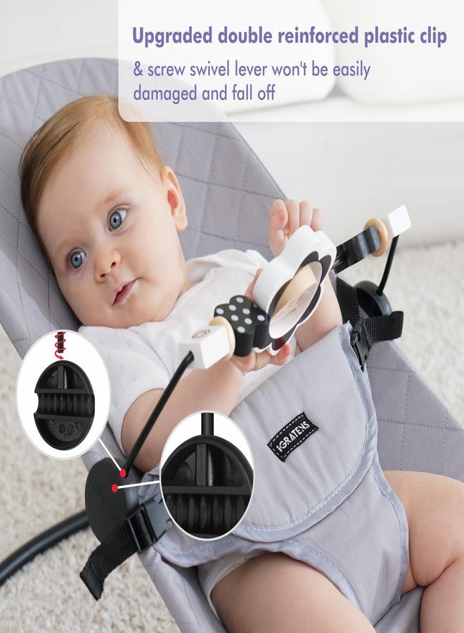 iGRATENS Baby Bjorn Bouncer Toy Bar, Toy for Baby Bouncer Soft & Bliss, Easy to Attach and Remove, Child-Friendly Materials, Exciting Design for Curious Babies, Black and White Flowers - Image 3
