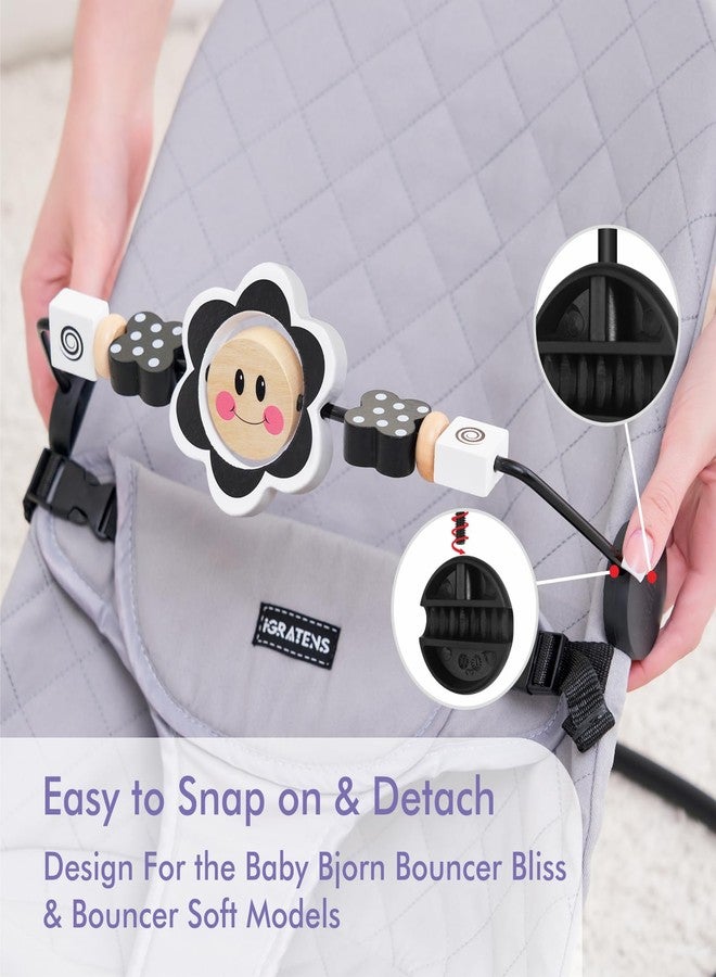 iGRATENS Baby Bjorn Bouncer Toy Bar, Toy for Baby Bouncer Soft & Bliss, Easy to Attach and Remove, Child-Friendly Materials, Exciting Design for Curious Babies, Black and White Flowers - Image 5
