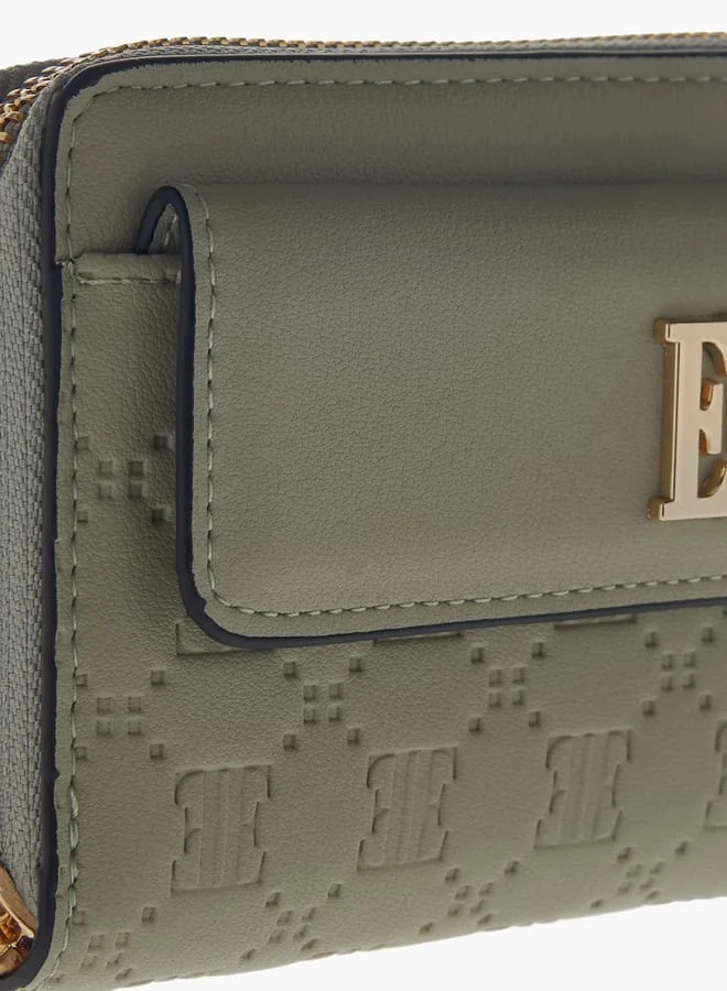 ايل Womens Monogram Embossed Zip Around Wallet