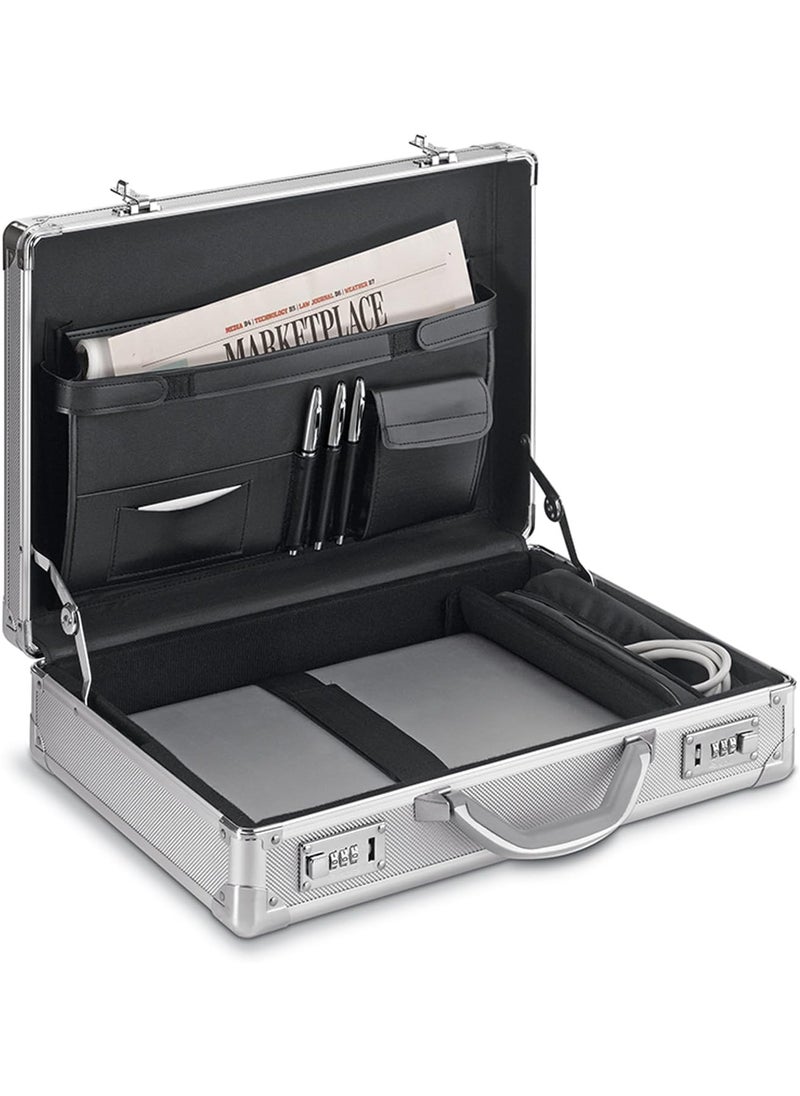 Solo Solo New York Fifth Avenue 173 Inch Aluminum Laptop Attach Briefcase Hardsided with Combination Locks Silver  - Image 4