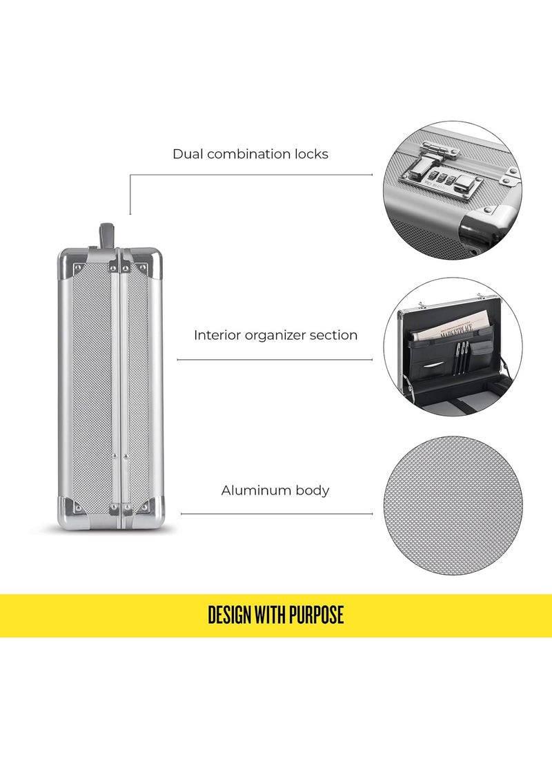 Solo Solo New York Fifth Avenue 173 Inch Aluminum Laptop Attach Briefcase Hardsided with Combination Locks Silver  - Image 3