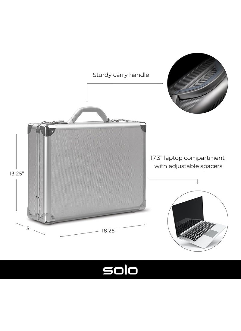 Solo Solo New York Fifth Avenue 173 Inch Aluminum Laptop Attach Briefcase Hardsided with Combination Locks Silver  - Image 2