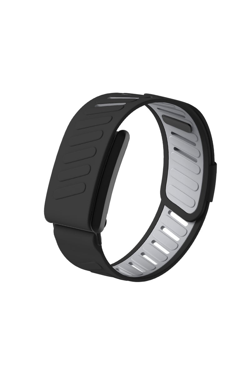 Moxedo حزام معصم مكسيدو المريح والمتين بديلاً لساعة WHOOP 5.0 - حزام ساعة مرن ومقاوم للماء للرجال والنساء، خفيف الوزن وصديق للبشرة مع موصل على شكل U - أسود/رمادي - Image 1