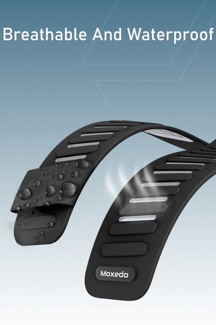 Moxedo حزام معصم مكسيدو المريح والمتين بديلاً لساعة WHOOP 5.0 - حزام ساعة مرن ومقاوم للماء للرجال والنساء، خفيف الوزن وصديق للبشرة مع موصل على شكل U - أسود/رمادي - Image 2