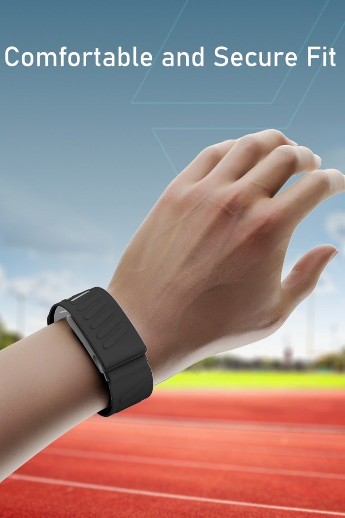 Moxedo حزام معصم مكسيدو المريح والمتين بديلاً لساعة WHOOP 5.0 - حزام ساعة مرن ومقاوم للماء للرجال والنساء، خفيف الوزن وصديق للبشرة مع موصل على شكل U - أسود/رمادي - Image 3