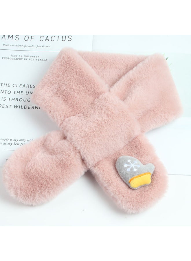 New Children's Scarf Autumn And Winter Plush New Year Christmas Cute Thickened Cartoon Imitation Rabbit Fur Baby Scarf