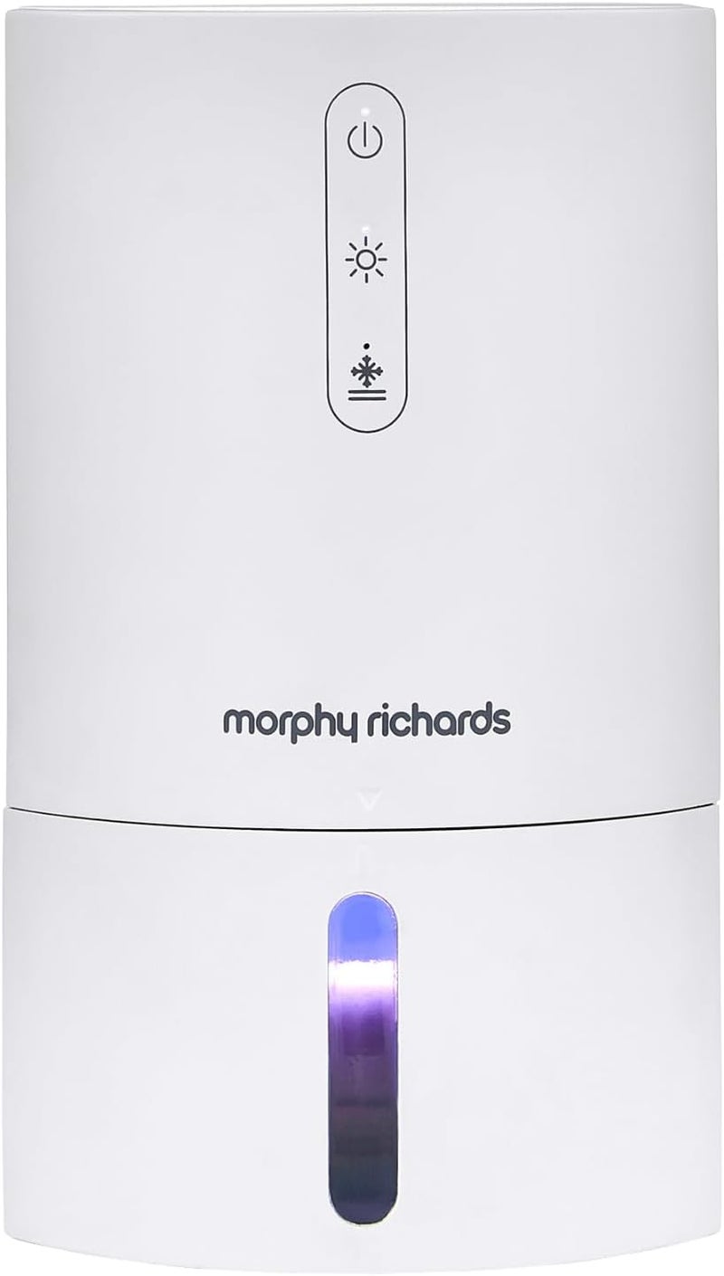 morphy richards PureFresh 0.9L Compact Lightweight Quiet Ambient Lighting Dehumidifier for Bedrooms, Kitchens, Caravans, Window Sills, White, 822000 - Image 1