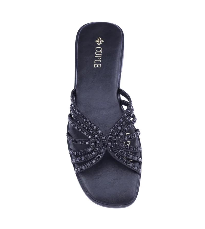 كابلي صندل مسطح نسائي بأشرطة متشابكة بأناقة