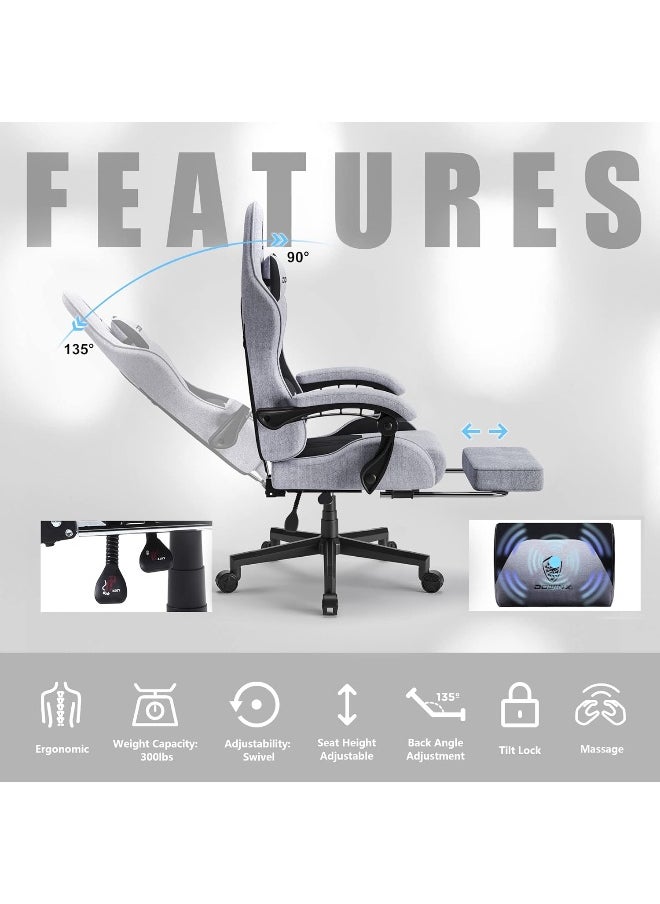 Gaming Chair Fabric With Pocket Spring Cushion, Massage Game Chair Cloth With Headrest, Ergonomic Computer Chair With Footrest 290Lbs, Black And Grey - pzsku/Z3FD63143ED853AB31F67Z/45/_/1722068991/73e9899c-d31e-4c6c-a0ed-ae8bd4001060