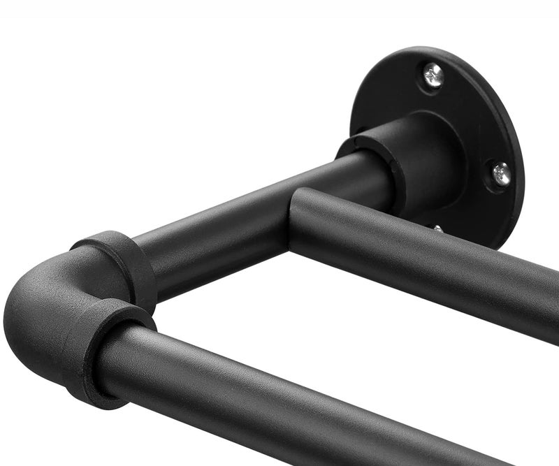 Double Curtain Rod Blackout Wrap Around Curtain rod for Windows 28 to 80 Inch Telescoping Adjustable 1 Inch Black Rustic Double Rod Curtain Heavy Duty for Sliding Glass Door Living Room Bedroom