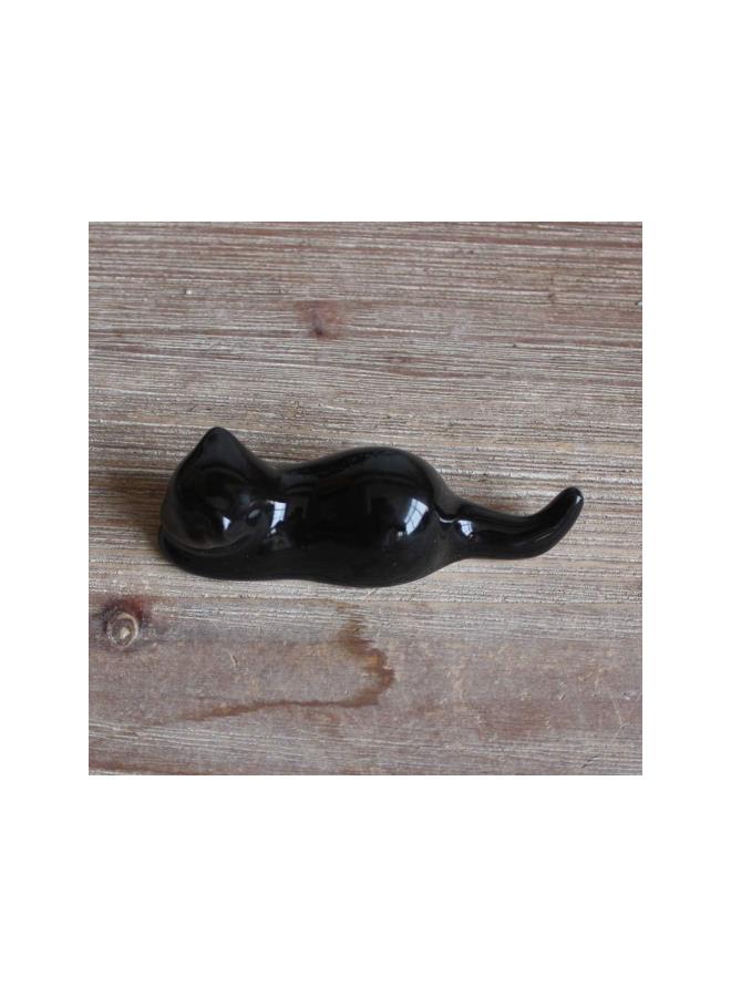 WYBOT 4pcs Chopsticks Rests Japanese Style Ceramic Black Cat Chopsticks Holder Spoon Fork Rack Kitchen Utensils Gadgets for Home Dining Table Decorations Black  - Image 4