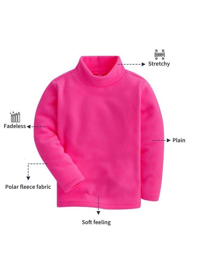 Mud Kingdom Kids Fleece Shirts High Collar Soft Tops Unisex, Hot Pink, 2T - Image 4