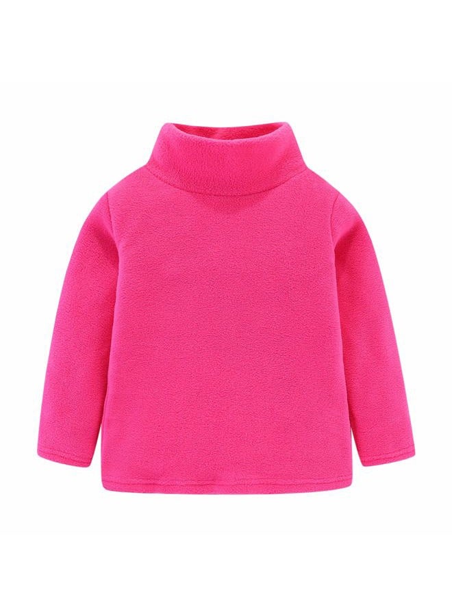 Mud Kingdom Kids Fleece Shirts High Collar Soft Tops Unisex, Hot Pink, 2T - Image 1