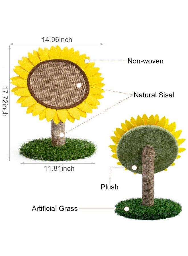 SSAWcasa Cat Scratching Posts for Indoor Cats, Cute Flower Cat Tree, Sunflower Scratcher Pad, Kitten Claw Scratch Board with Natural Sisal, Kitty Scratching Tower Furniture Interactive Activity Center Toy - Image 4