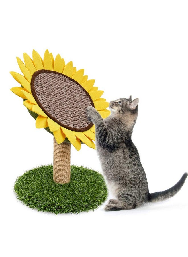 SSAWcasa Cat Scratching Posts for Indoor Cats, Cute Flower Cat Tree, Sunflower Scratcher Pad, Kitten Claw Scratch Board with Natural Sisal, Kitty Scratching Tower Furniture Interactive Activity Center Toy - Image 1