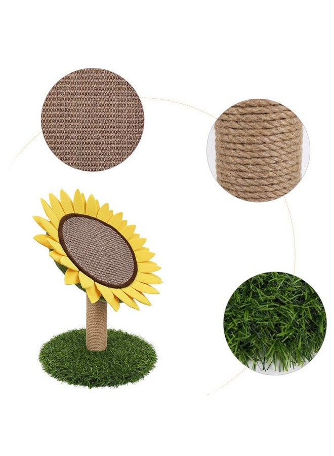 SSAWcasa Cat Scratching Posts for Indoor Cats, Cute Flower Cat Tree, Sunflower Scratcher Pad, Kitten Claw Scratch Board with Natural Sisal, Kitty Scratching Tower Furniture Interactive Activity Center Toy - Image 3