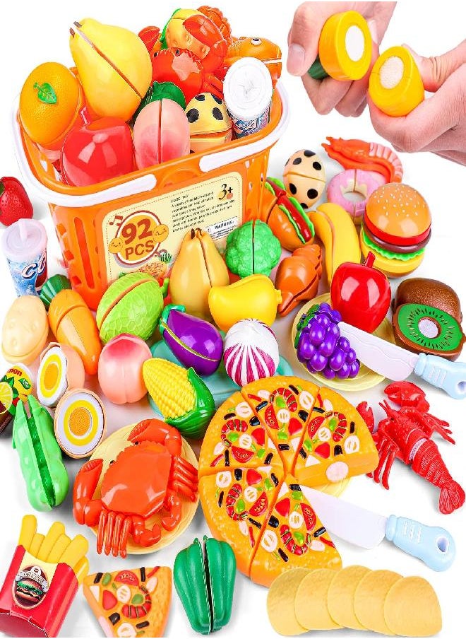 92PCS Cutting Play Food Toy for Kids Kitchen,Play Kitchen Food with Vegetables & Fruit Shopping Basket,Kids Kitchen Accessories set,Kitchen Toys,Food Toys Best Birthday Gift,Play Food for Toddlers 1-3 - pzsku/Z3FD63D87D482232CE162Z/45/_/1686916536/a1524a79-1871-448f-bae9-ecfe3653376a