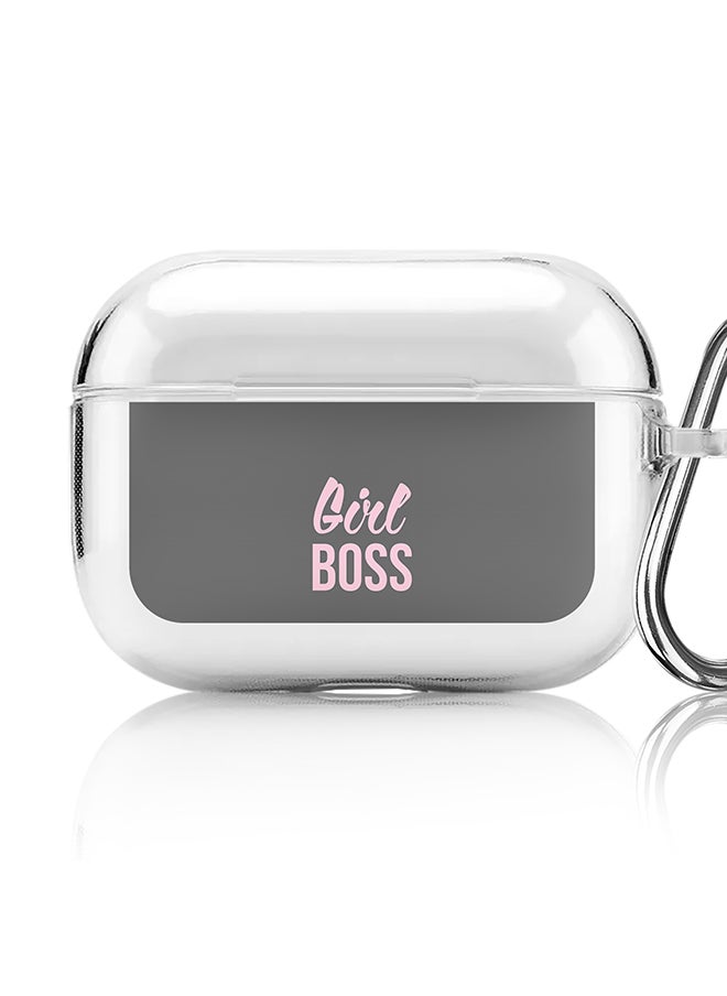 Stylizedd Classic Clear printed Case for Apple AirPods Pro 2nd Generation Thin Transparent Cover [Designed for Apple AirPods Pro 2nd Generation] - Girl Boss (Grey)  - Image 1