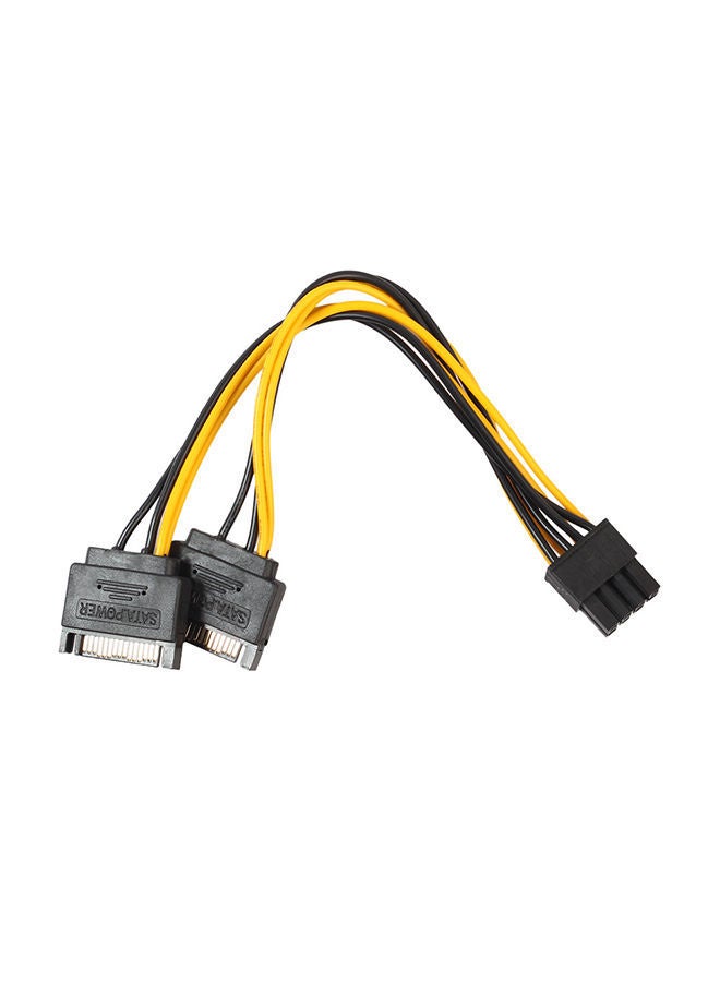 NIBEMINENT 15Pin Sata Male To 8Pin(6+2) Pci-E Video Card Power Supply Adapter Cable Yellow
