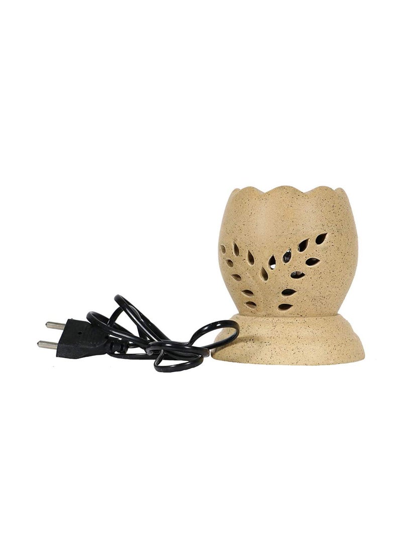 HS HINDUSTANI SAUDAGAR Hs Hindustani Saudagar Ceramic Electric Aroma Oil Burner Tea Light Lamp Oil Diffuser Set of 1 Brown  - Image 2