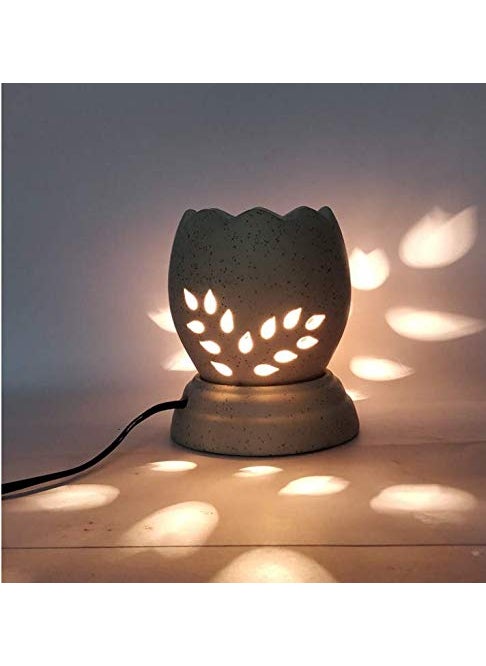 HS HINDUSTANI SAUDAGAR Hs Hindustani Saudagar Ceramic Electric Aroma Oil Burner Tea Light Lamp Oil Diffuser Set of 1 Brown  - Image 1