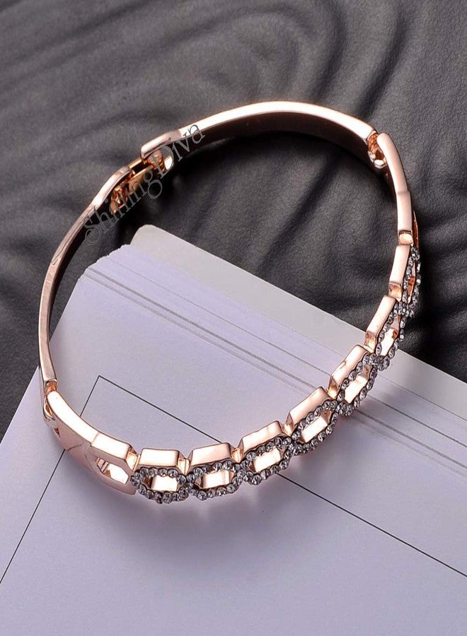 Shining Diva Valentine Gift by Shining Diva Women's Fashion 18k Crystal Bangle Bracelet (Rose Gold, vg9992b) - Image 4