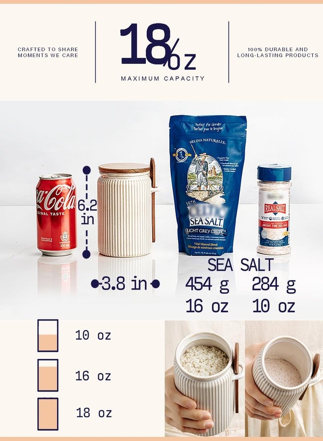 getstar Small Canisters Sets for the Kitchen, 20 oz Sugar Coffee Tea Storage Containers, Ceramic Kitchen Canisters for Countertop Set of 4 with Airtight Lids and Teaspoons - Image 3