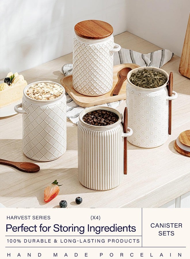 getstar Small Canisters Sets for the Kitchen, 20 oz Sugar Coffee Tea Storage Containers, Ceramic Kitchen Canisters for Countertop Set of 4 with Airtight Lids and Teaspoons - Image 5