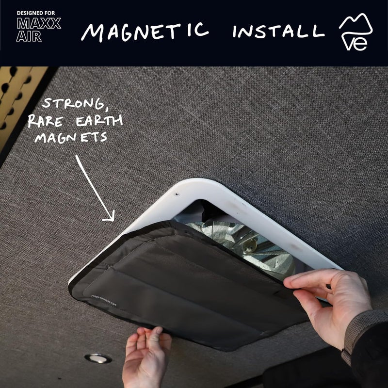 VanEssential Magnetic Insulated Roof Vent Sun Cover for MaxxAir Fan, Fantastic Fan 16.5" x 16.5" (CHARCOAL GRAY) - Image 2