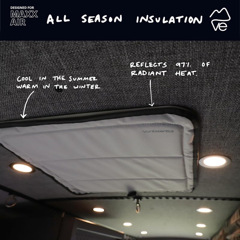 VanEssential Magnetic Insulated Roof Vent Sun Cover for MaxxAir Fan, Fantastic Fan 16.5" x 16.5" (CHARCOAL GRAY) - Image 3