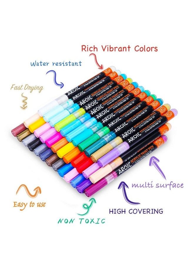 AROIC - 36 Packs Acrylic Paint Markerspaint Pens For Writing On Any Material Rock Ceramics Glass Wood And More Used For Diy Crafts Scrapbook Crafts Card Makingetc - Image 1