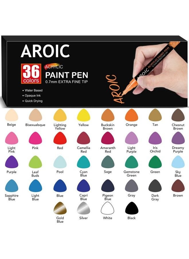 AROIC - 36 Packs Acrylic Paint Markerspaint Pens For Writing On Any Material Rock Ceramics Glass Wood And More Used For Diy Crafts Scrapbook Crafts Card Makingetc - Image 1