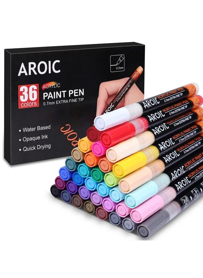 AROIC - 36 Packs Acrylic Paint Markerspaint Pens For Writing On Any Material Rock Ceramics Glass Wood And More Used For Diy Crafts Scrapbook Crafts Card Makingetc - Image 1