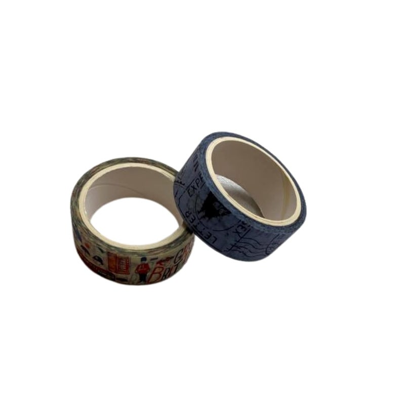 Generic Artistic Masking Tape Decorative Japanese Masking Pastel Washi Tape Scrapbook (Pack of 2, Multicolor)  - Image 1