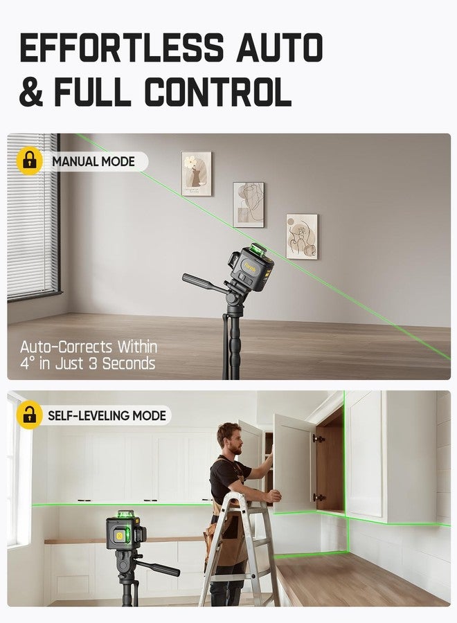فانتيك مستوى ليزر Fanttik D12 Ace 360 ذاتي التسوية، ليزر أخضر ثلاثي الأبعاد قابل لإعادة الشحن 3x360°، وضع نبض خارجي، متين IP54، سهل الاستخدام للبناء وتعليق الصور - Image 5