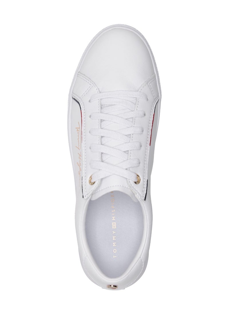 TOMMY HILFIGER Women's Signature Cupsole Trainers - Leather, White  - Image 5