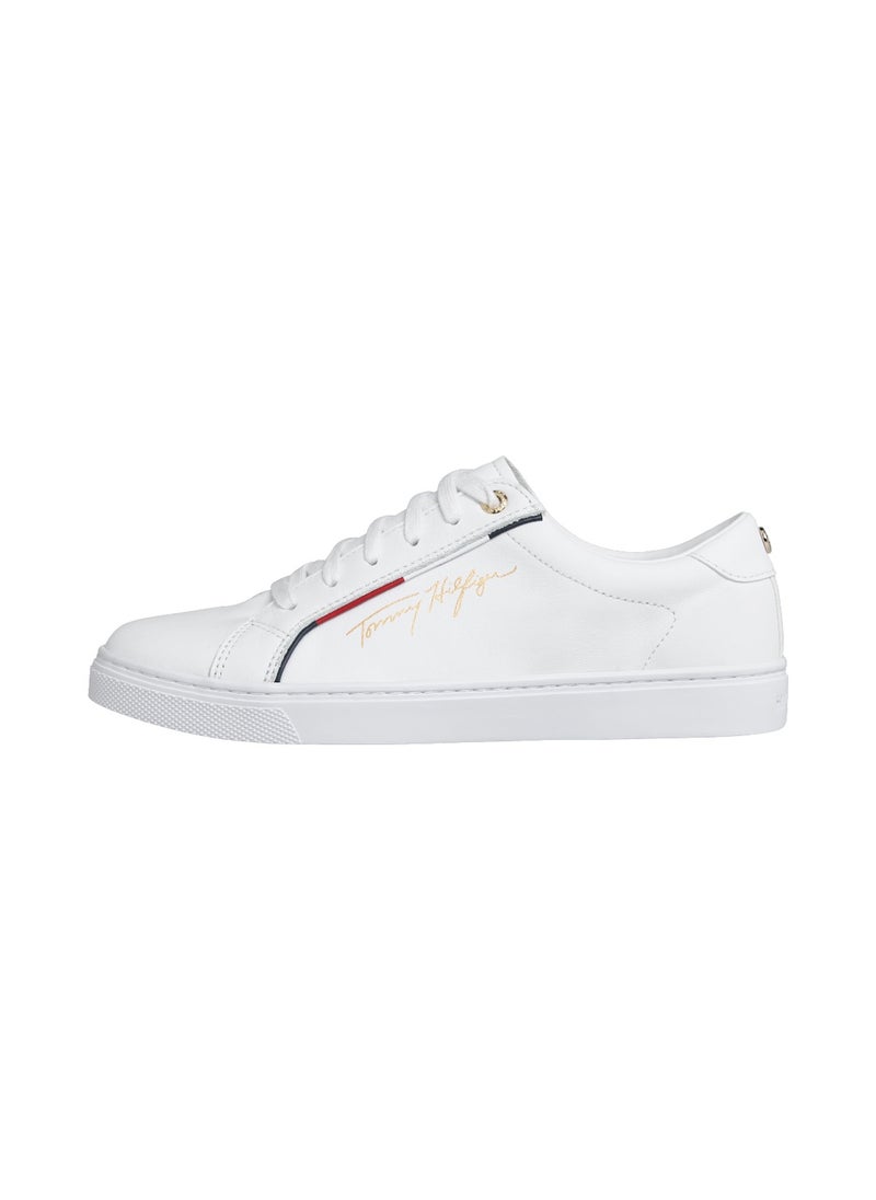 TOMMY HILFIGER Women's Signature Cupsole Trainers - Leather, White  - Image 4