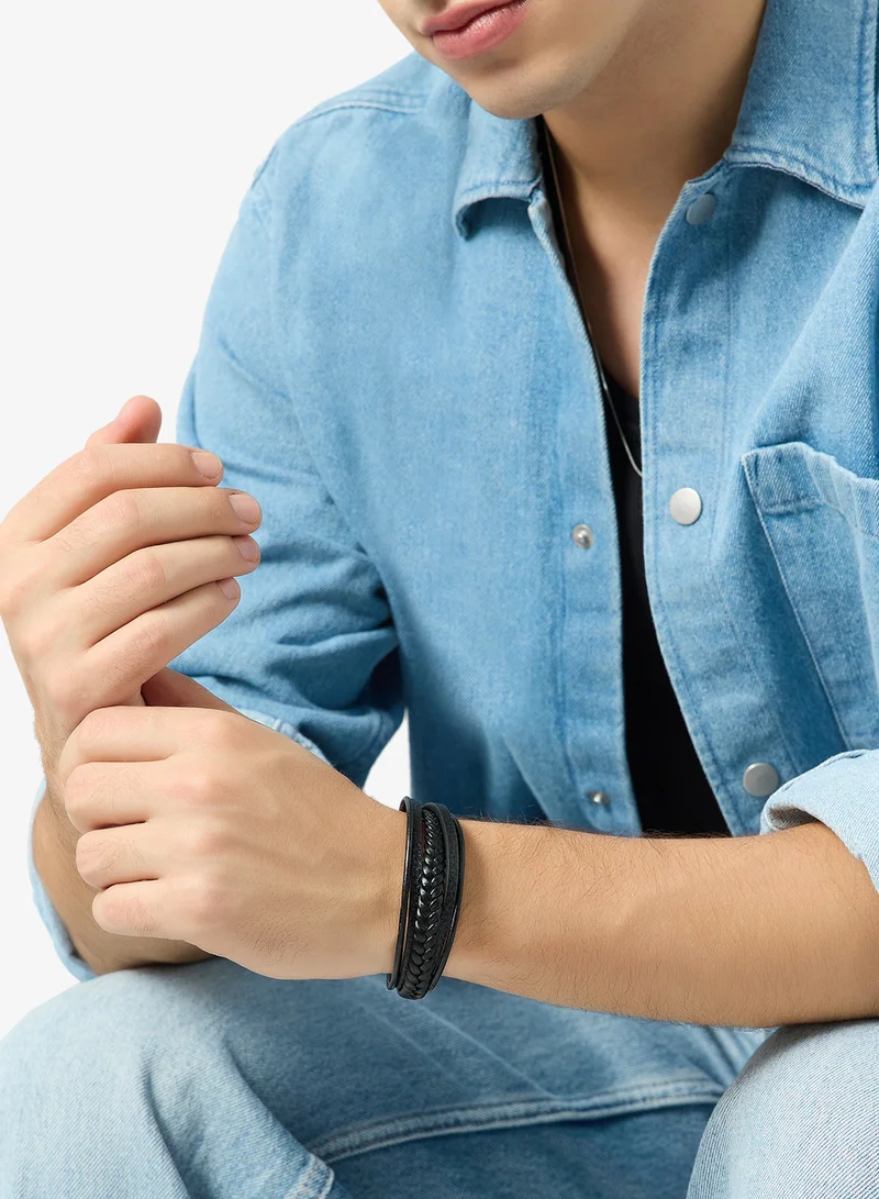 Seventy Five Multi-Layer Braided Leather Bracelet