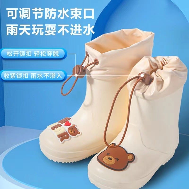Children'S Rain Boots Bear Waterproof Non-Slip Beamless Water Treading Shoes For School Outdoor Mid-Sole Rain Boots - Image 2