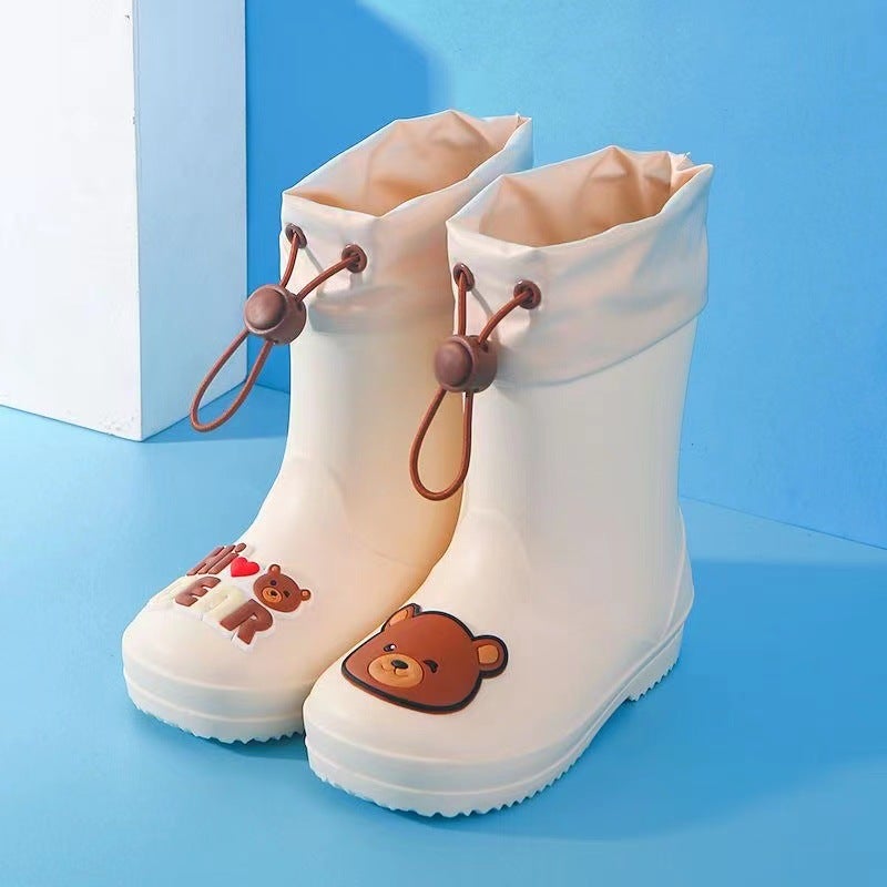 Children'S Rain Boots Bear Waterproof Non-Slip Beamless Water Treading Shoes For School Outdoor Mid-Sole Rain Boots - Image 5